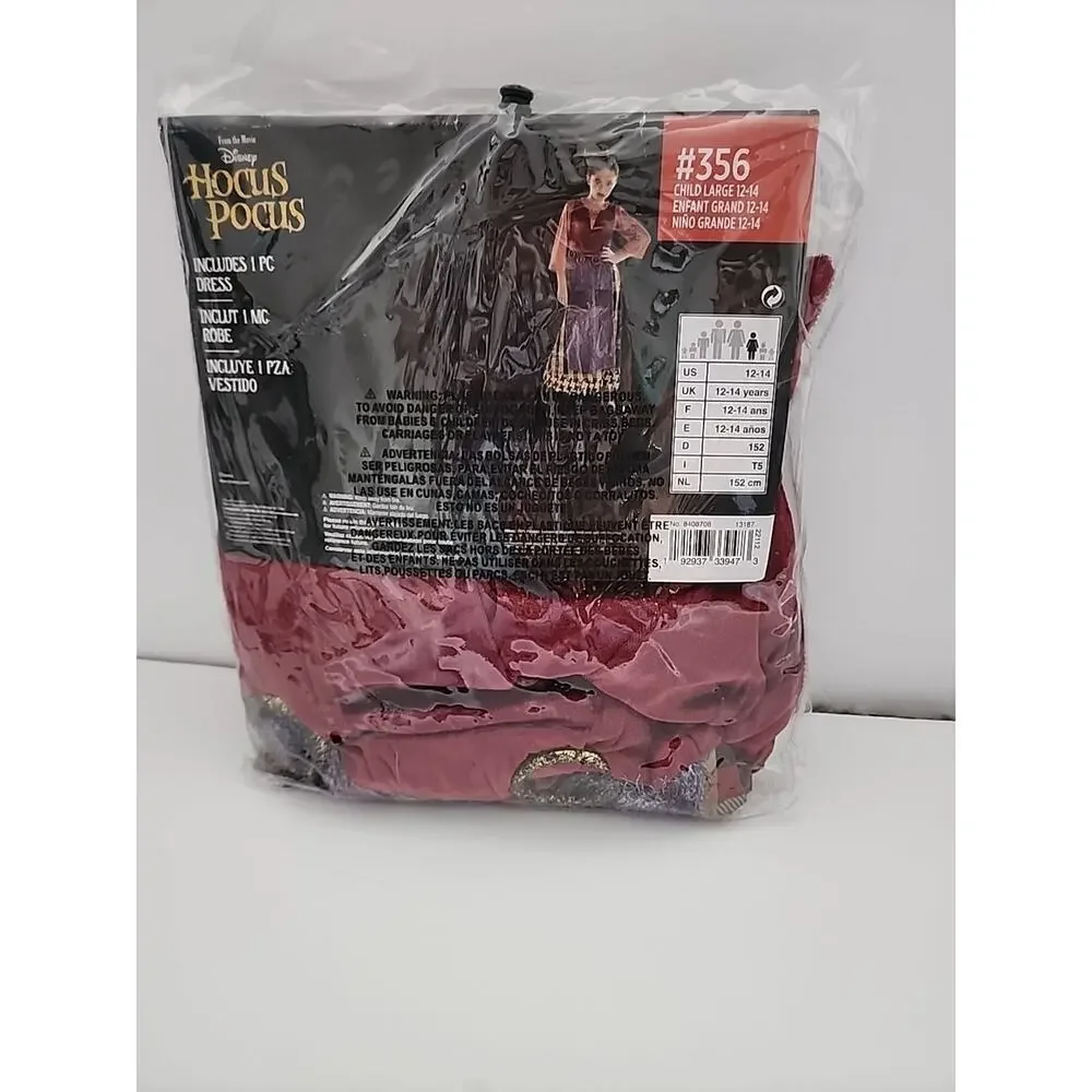 Party City Hocus Pocus Mary Sanderson Halloween Costume Girls L 12/14 NWT